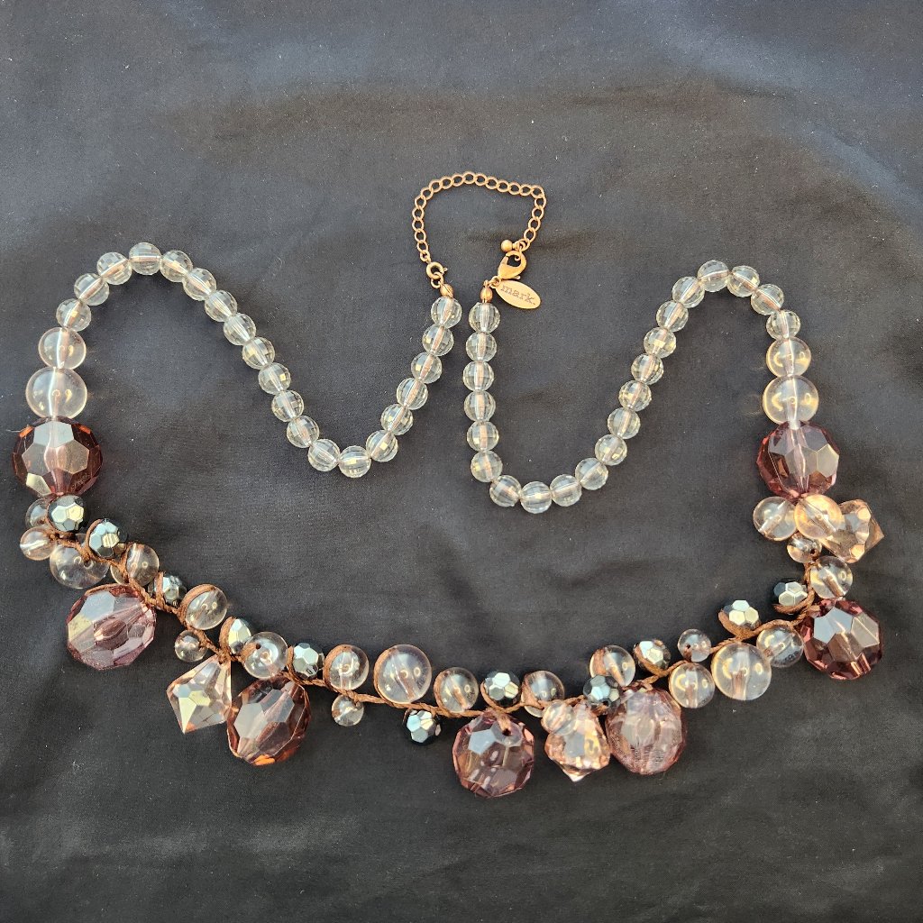 Vintage Mark. By Avon Smokey Purple Lucite Faceted And Smooth Cluster Necklace